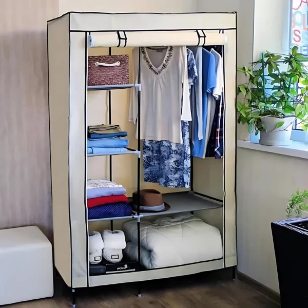 Guarda Roupa Organizador Armário Multiuso Compacto Arara Portatil Cabideiro Dobrável - Imagem 2