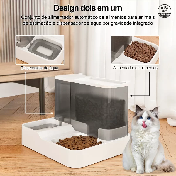 ​​Alimentador Automático 2em1 para Gatos - Bebedouro com Filtro 3L + Comedouro, Dispenser de Água Recirculante para Pets - Imagem 2
