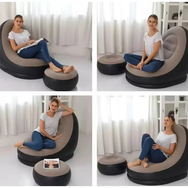 Sofá Poltrona Inflável Impermeavel, Puff Para Descanso Com Almofada de Pé Confortavel e Bomba de Ar Inclusa Ultra Lounge - Imagem 4