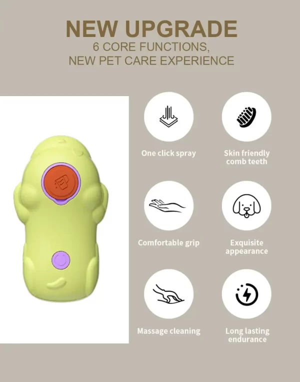 Escova De Limpeza Recarregável 3 em 1 Gatos Spray Integrado Ideal Banho Higiene Design Ergonômico Eficiente Mantém Pet Limpo - Imagem 4