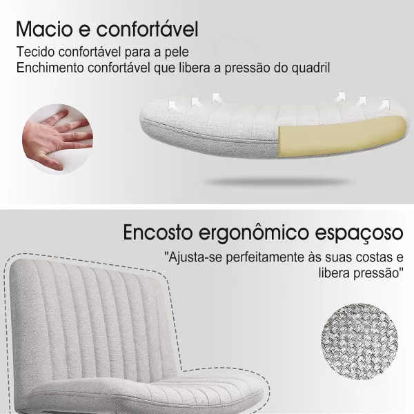 Cadeira giratória Python Fly, design com assento largo, cadeira de algodão para escritório em casa, envio do Brasil - Imagem 5