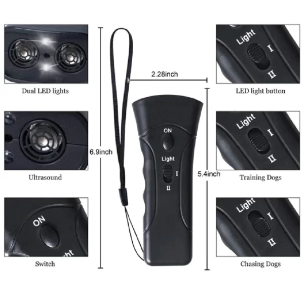 Ultrasonic Pet Dog Repeller Anti Barking Stop Bark Training Device Dog Training Repelentes Portátil Remoto De Bateria Treinado - Imagem 2