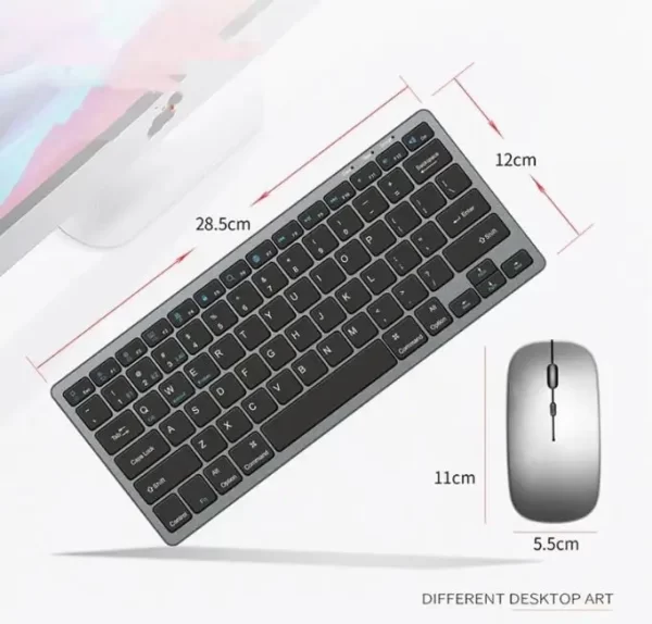 Kit Teclado e Mouse Bluetooth Wireless Slim 1000dpi Compatível com iPad Android iOS Confortável e Prático para Uso em Casa - Imagem 6