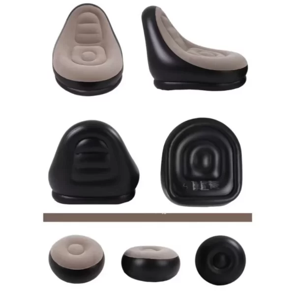 Conjunto Poltrona Puff Inflável Ultra Lounge Portátil Dobrável Reclinável Sofá Cama Confortável Veludo Descanso Versátil - Imagem 4