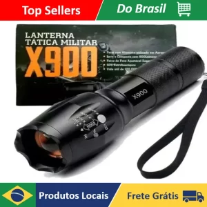 Lanterna Tática Militar X900 com Zoom e Recarregável