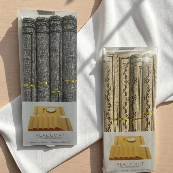 Conjunto 4 Jogos Americanos Rustico Mesa de Jantar e Porta Talhares Toalha Prato - Imagem 3