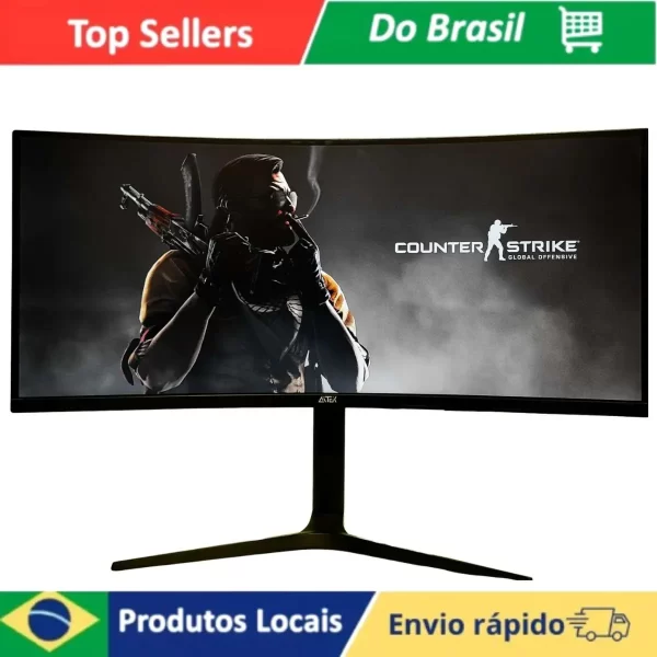 Monitor Gamer Ultrawide 34 Polegadas 165Hz 1ms Resolução WQHD Preto HDMI - Design Ergonômico