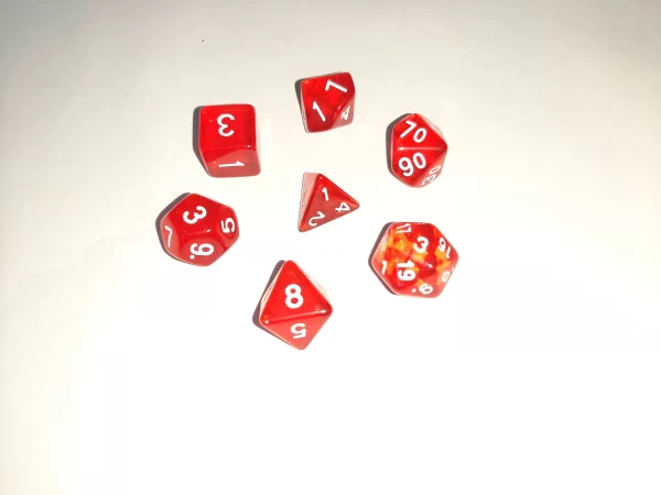 Jogo Dados 7 Peças Kit Dungeons And Dragons Rpg Vermelho - Imagem 2