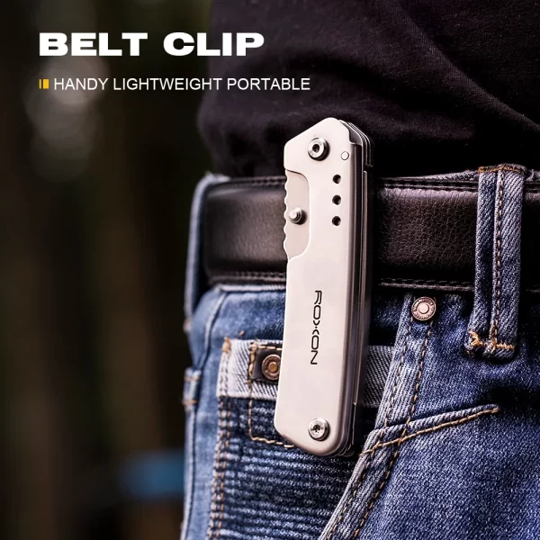 Roxon-Dobrável Canivete e Tesoura, 2 em 1 EDC Multi Ferramenta, Belt Clip, Household, Sobrevivência, ao ar livre, Camping - Imagem 4