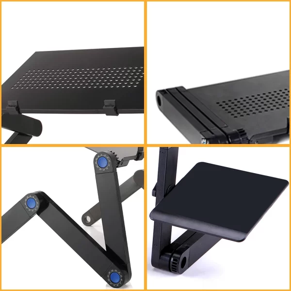 Suporte de mesa ajustável para laptop, portátil, alumínio, ergonômico, para tv, cama, sofá, pc, notebook, mesa, com mouse pad - Imagem 4