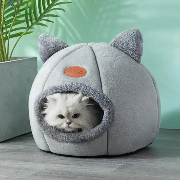 Novo conforto de sono profundo no inverno cama de gato iittle esteira cesta pequena casa do cão produtos animais de estimação tenda aconchegante caverna ninho interior cama gato - Imagem 3