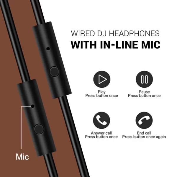 Oneodio fones de ouvido com fio profissional estúdio dj fone de ouvido com microfone sobre a orelha de alta resolução monitoramento para música telefone - Imagem 6
