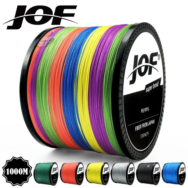 Jof 300m 500m 1000m 8 fios 4 fios 18-88lb pe trançado fio de pesca multifilamento super forte linha de pesca japão multicolorido