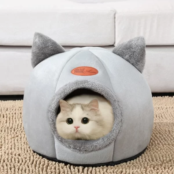 Novo conforto de sono profundo no inverno cama de gato iittle esteira cesta pequena casa do cão produtos animais de estimação tenda aconchegante caverna ninho interior cama gato - Imagem 2