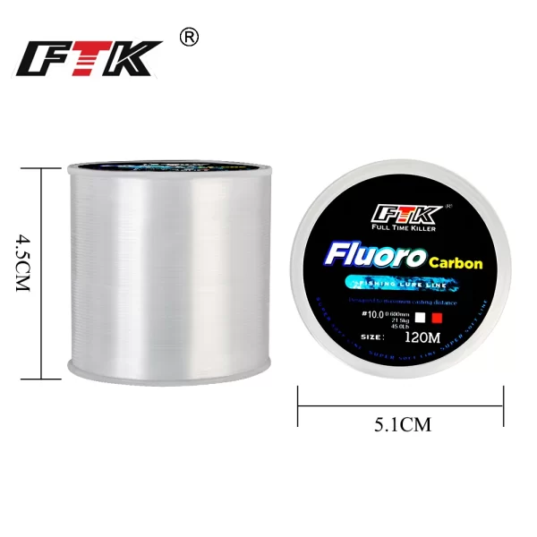 Fluorocarbon Coating Fishing Line, Carbon Fiber Leader Line, Sinking Wire, Japão, 0,20mm-0,60mm, 7,15lb-45lb, 120m - Imagem 5