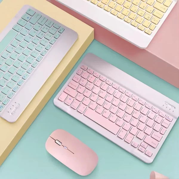 Kit Teclado E Mouse Bluetooth 5.2 Compatível Pc iPhone Android - Imagem 5