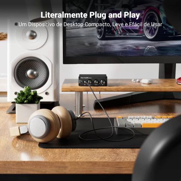 Fosi áudio mini estéreo usb gaming dac & amplificador de fone de ouvido adaptador conversor de áudio para casa/desktop alimentado/alto-falantes ativos - Imagem 3