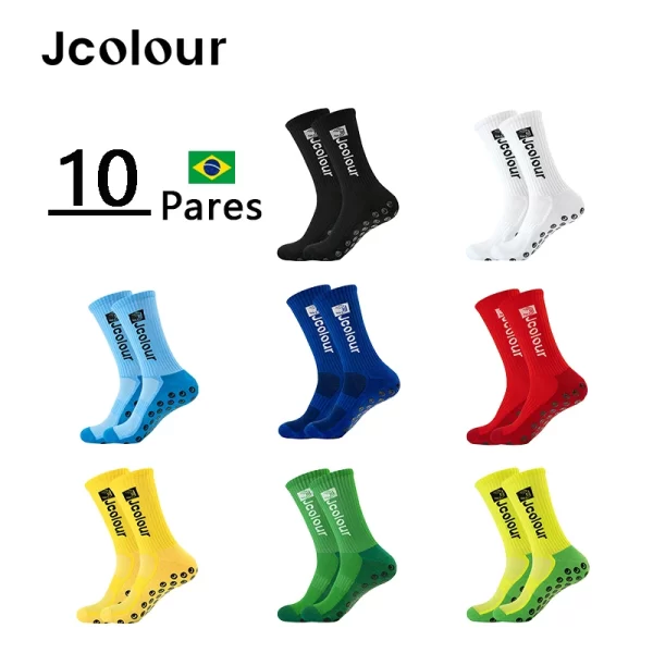 10 Pares，Meias de futebol，Várias opções de cores，Meias de ciclismo，Antiderrapante, Respirável, De alta elasticidade
