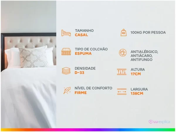 Colchão Casal Ortobom de Espuma D33 17x138x188cm Physical Ortofort - Imagem 2