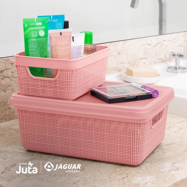 Kit Caixa Organizadora Com Tampa Multiuso Reforçada Jaguar Banheiro Geladeira Armario Cozinha 1,8 e 5 Litros - Imagem 5
