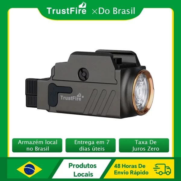 Lanterna LED tática TrustFire GM23 800 lúmens GL0ck Lanterna recarregável USB montada em trilho leve