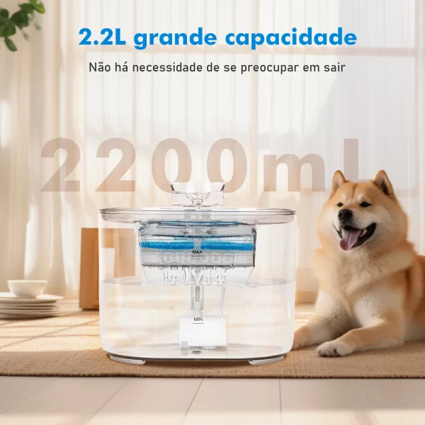 Fonte de água para gatos, filtro automático, bomba de água silenciosa, dispensador de água para cães e gatos - Imagem 2