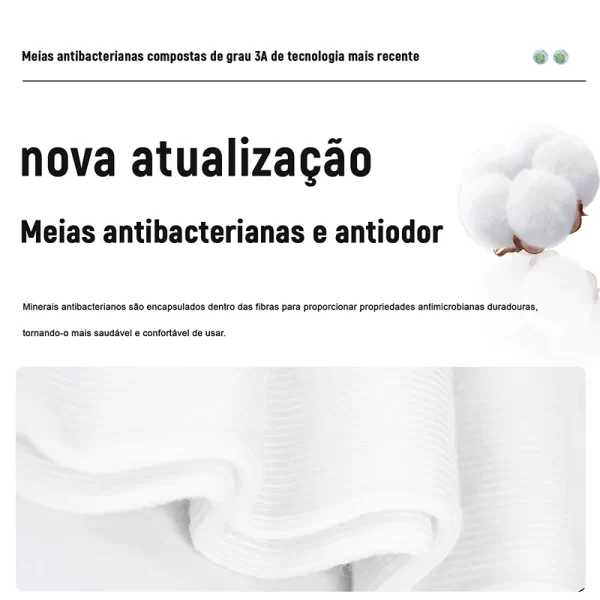 6 Pares, Meias Antibacterianas Masculinas 75% Algodão, Casuais de Negócios, Leves e Respiráveis, Meias Esportivas - Imagem 3