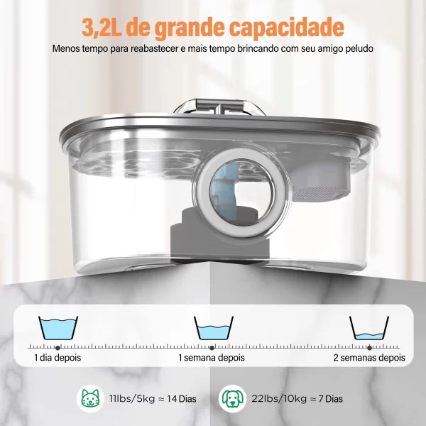 Newpet 3.2l gato água dispensador de animais de estimação aço inoxidável com luz led bomba silenciosa fonte automática para gato cão beber tigela - Imagem 6