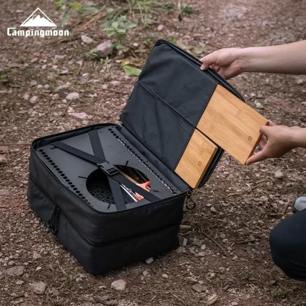 Campingmoon placa de bambu para churrasco CK-P25 portátil acessórios para churrasco acampamento ao ar livre igt mesa de madeira prato comida d bandeja - Imagem 4