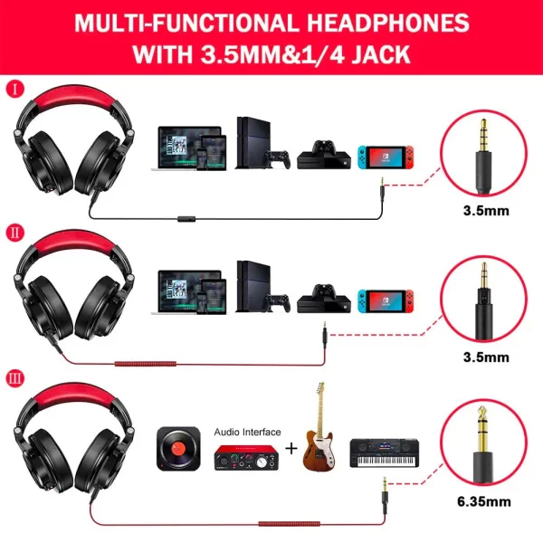 Oneodio a71 com fio sobre a orelha fone de ouvido com microfone estúdio dj fones de ouvido monitor profissional gravação & mixing fone de ouvido para jogos - Imagem 6