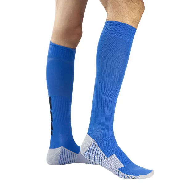 Frete grátis Kit 4 Meias esportivas masculinas de futebol acima do joelho com sola meias cano longo antiderrapantes - Imagem 4