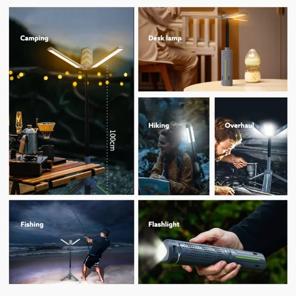 Recarregável ao ar livre portátil caminhadas acampamento pesca lanterna telescópica acampamento luz telescópica - Imagem 6