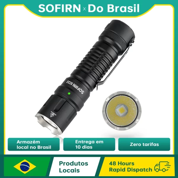 Sofirn SC33 Potente lanterna LED de 5200 lm XHP70.3 HI Lanterna tática Potente lanterna recarregável 21700 USB C com interruptor de cauda E Luz externa, lanternas potentes para caça，uso policial，defesa pessoal