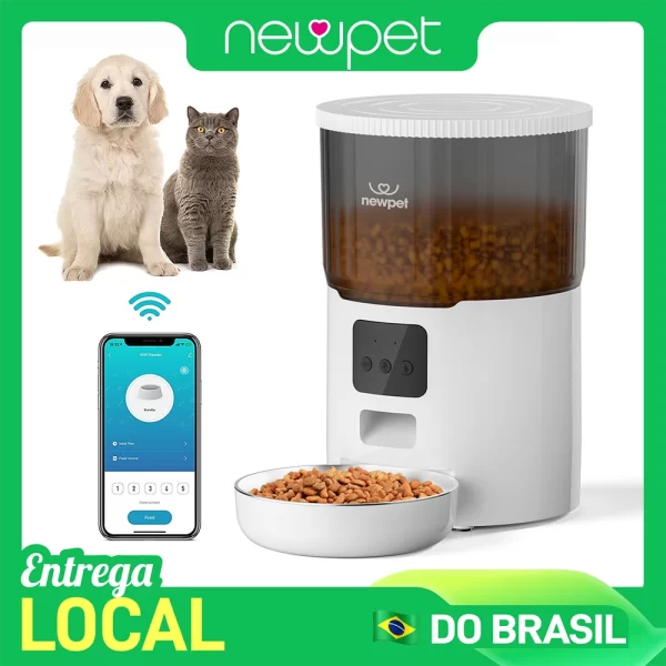 Alimentador automático para animais de estimação, 4l, wi-fi, redemoinho inteligente, alimentador lento para cães com gravador de voz, temporização de grande capacidade, dispensador de comida para gatos