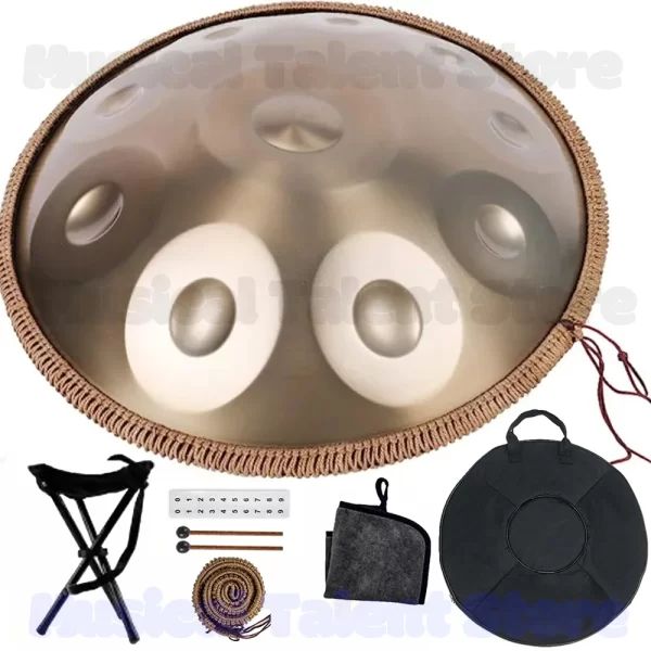 Tambor de mão dourado 432 Hz/440 Hz com língua de aço para ioga, instrumento de meditação, iniciante, presente de tambor, 22 polegadas, 9, 10,12,14,17 notas