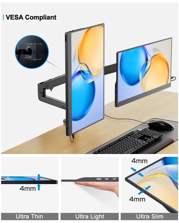 UPERFECT 15.6" Touch Screen Monitor Portátil 1080P FHD IPS Gaming Display USB-C com Alto-falantes Mini HDMI para PS5 PS4 Xbox Series NS Laptop PC - Imagem 5