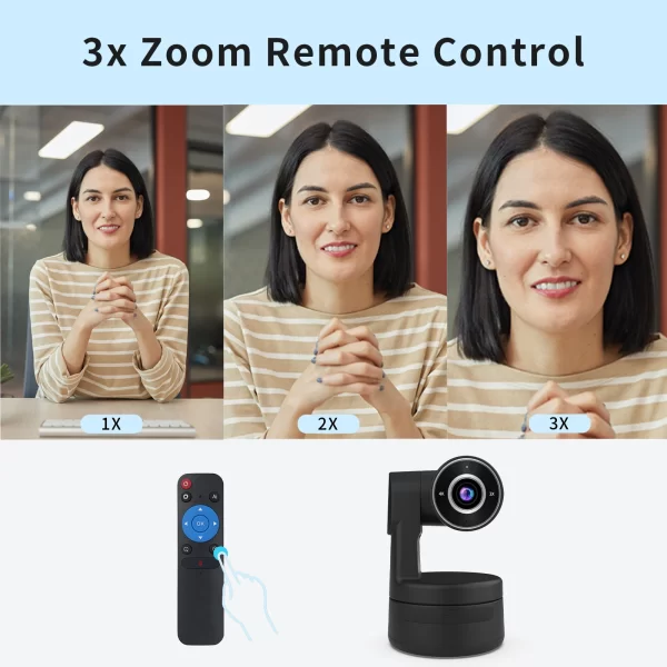 Função AI 4K PTZ Webcam com câmera de microfones Zoom digital 3X Foco de trilha automática para transmissão viva do YouTube Online Meet Video Camera - Imagem 2