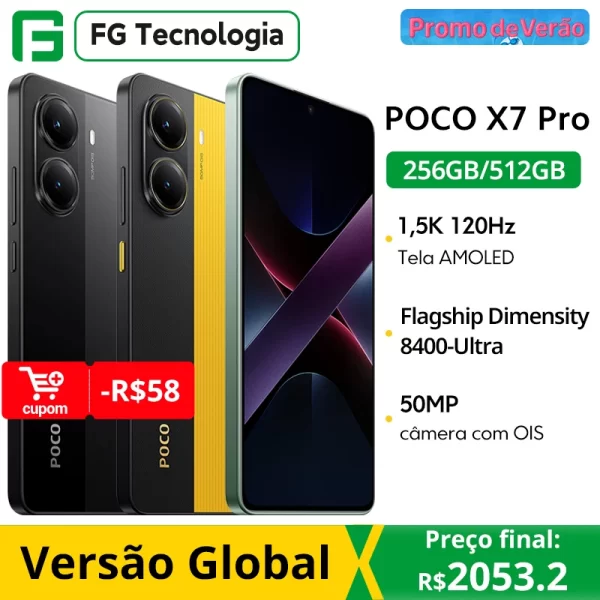 Versão global poco x7 pro smartphone dimensão 8400-ultra 6.67 "120hz display amoled 90w hipercarga 6000mah nfc xiaomi hyperos