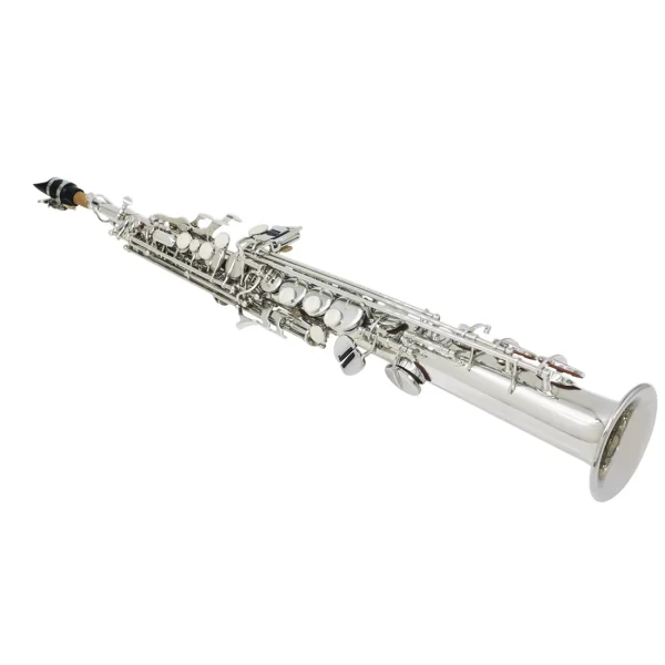 Saxofone soprano prateado bb, instrumento de sopro profissional plano, sax reto de latão com estojo, acessórios para instrumentos musicais - Imagem 4