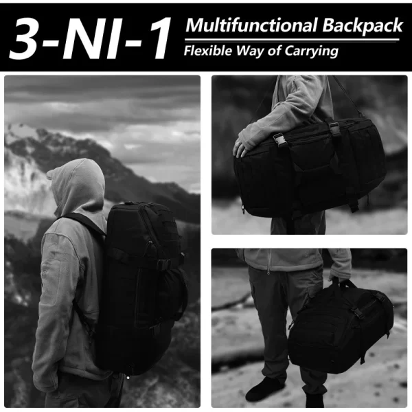 Lqarmy 35l 50l 80l esporte saco de viagem molle tático mochila ginásio saco de fitness grandes duffle sacos para acampamento caça pesca - Imagem 2