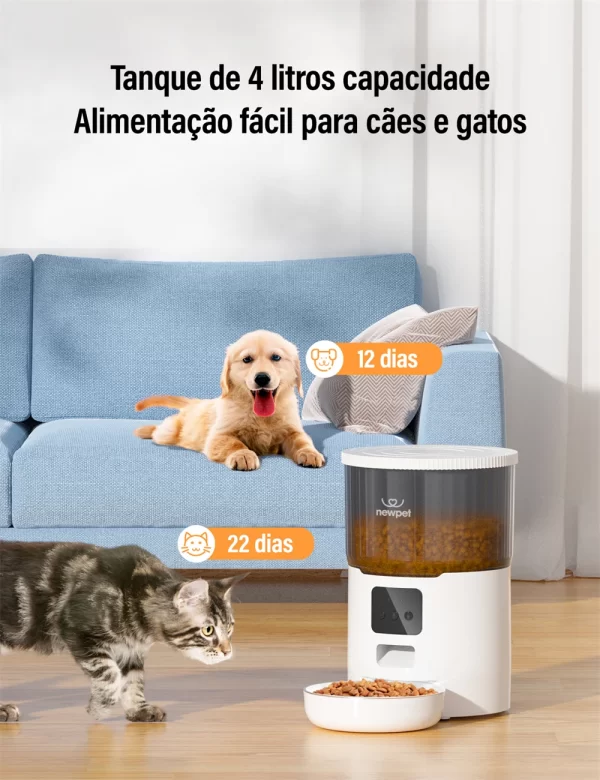 Alimentador automático para animais de estimação, 4l, wi-fi, redemoinho inteligente, alimentador lento para cães com gravador de voz, temporização de grande capacidade, dispensador de comida para gatos - Imagem 3