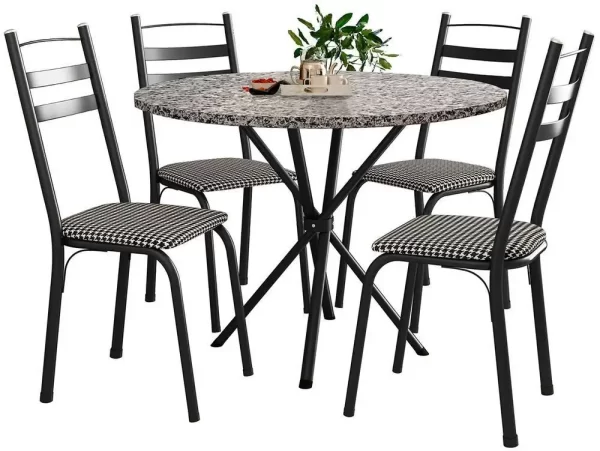 Mesa de Jantar 4 Cadeiras Redonda Artefamol América Capri - Imagem 3