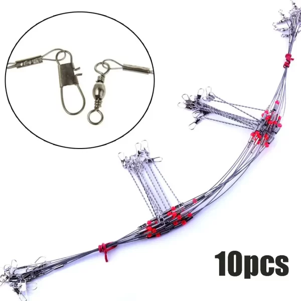 Alta Carbono Aço Inoxidável String Fish Hook, Segurança Snaps Líder, Traço com Snap, Linha De Fio De Pesca, Fio De Corda, Qualidade - Imagem 2