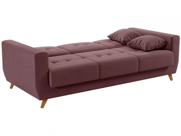 Sofá-cama Casal 3 Lugares com Baú Reclinável Veludo Matrix Pâmela - Imagem 4