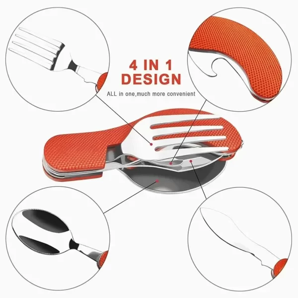 Conjunto de utensílio de acampamento dobrável multi-funcional faca garfo colher combo para esportes ao ar livre piquenique caminhadas viagem ferramentas leves - Imagem 6