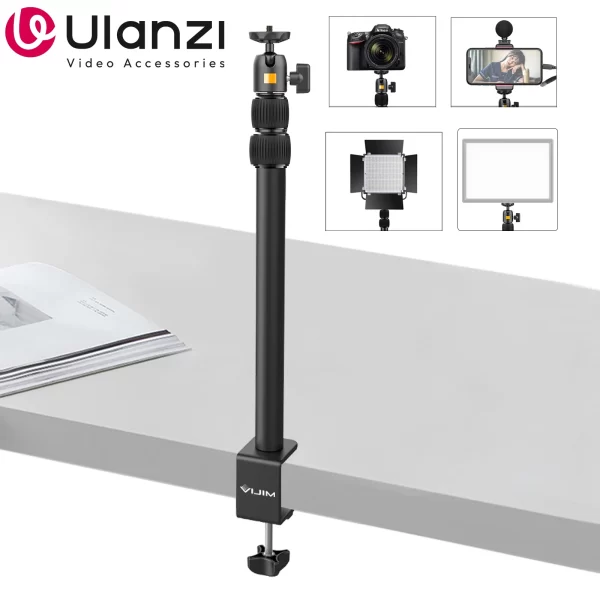 Vijim ls01 suporte de mesa para câmera aérea, webcam, microfone, braço de lança, fotografia de mesa, transmissão ao vivo, suporte de braçadeira c