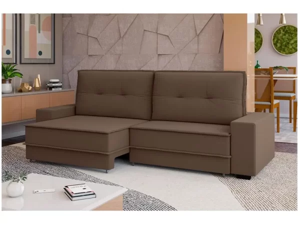 Sofá Retrátil Reclinável 4 Lugares Veludo Texas Besthouse
