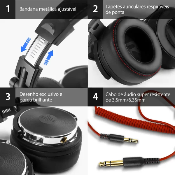 Oneodio fone de ouvido com fio com microfone, Pro 10/30/50 headphone profissional studio DJ, over ear HiFi monitor headset com Hi-Res áudio, Para o PC Telefónico - Imagem 3