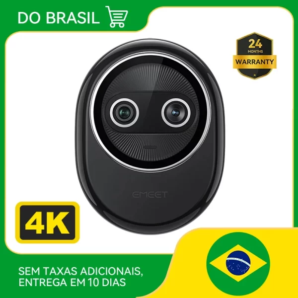 Webcam 4K para streaming para computador portátil UHD Mini Webcam EMEET Piko Câmera USB com 3 microfones e tripé de webcam