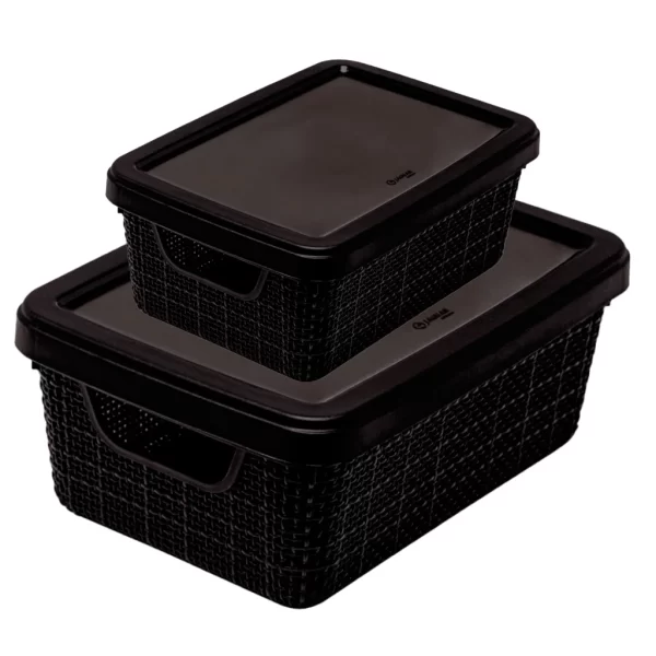 Kit Caixa Organizadora Com Tampa Multiuso Reforçada Jaguar Banheiro Geladeira Armario Cozinha 1,8 e 5 Litros